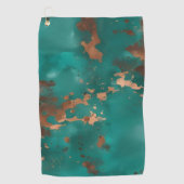 Teal en Brons Golfhanddoek (Voorkant)