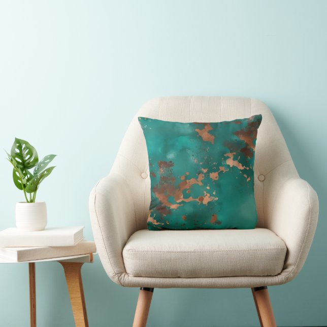 Teal en Brons Kussen (Stoel)