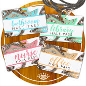 teal en chocolade strepen BADKAMER HAL DOORGANG Badge