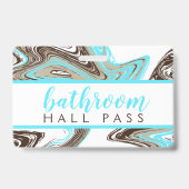 teal en chocolade strepen BADKAMER HAL DOORGANG Badge (Voorzijde)