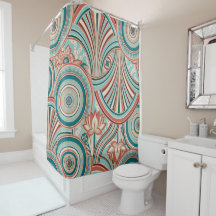 Teal en Coral Nouveau Flow 