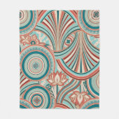 Teal en Coral Nouveau Flow Fleece Deken (Voorkant)