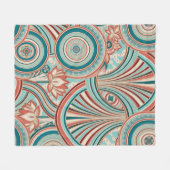 Teal en Coral Nouveau Flow Fleece Deken (Voorkant (Horizontaal))
