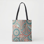 Teal en Coral Nouveau Stroom Tote Bag (Voorkant)