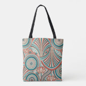 Teal en Coral Nouveau Stroom Tote Bag (Achterkant)