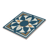 Teal en Crème Azulejo Mandala Tegeltje (Zijkant)
