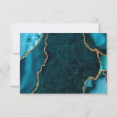 Teal en Goud Agate Marmer RSVP Kaartje (Achterkant)