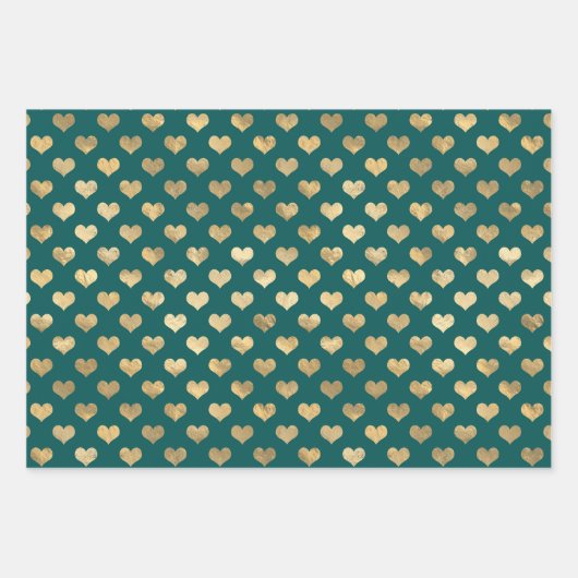 Teal en goud glamour inpakpapier vel (Voorkant 3)