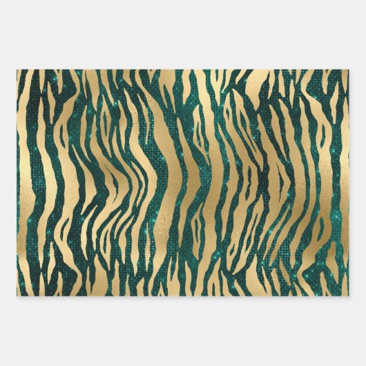 Teal en goud glamour inpakpapier vel (Voorkant 2)