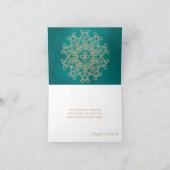 TEAL EN GOUD INDIAAS TROUWKAARTJE BEDANKJE BEDANKKAART (Binnen)