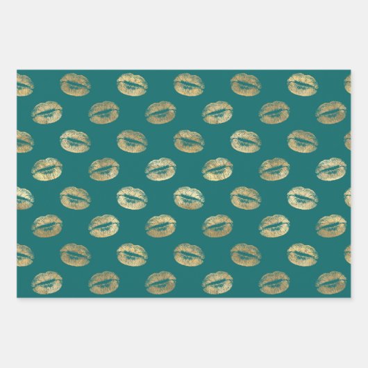 Teal en Goud Inpakpapier Vel (Voorkant 3)