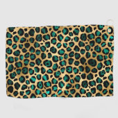 Teal en Goud Luipaard Serie Design 14 Golfhanddoek (Horizontaal)