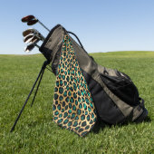 Teal en Goud Luipaard Serie Design 14 Golfhanddoek (Groen)