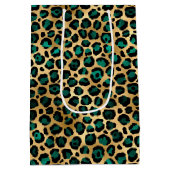 Teal en Goud Luipaard Serie Design 14 Medium Cadeauzakje (Achterkant)