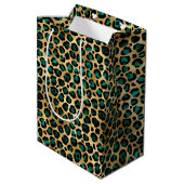 Teal en Goud Luipaard Serie Design 14 Medium Cadeauzakje (Achterkant Gekanteld)
