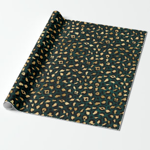 Teal en Goud Luipaard Serie Design 1  Cadeaupapier