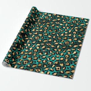 Teal en Goud Luipaard Serie Design 3  Cadeaupapier