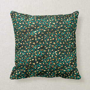 Teal en Goud Luipaard Serie Design 3 Kussen