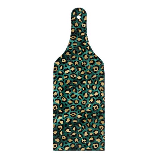 Teal en Goud Luipaard Serie Design 3 Snijplank (Voorkant)