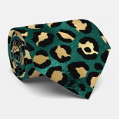 Teal en Goud Luipaard Serie Design 3  Stropdas (Opgerold)