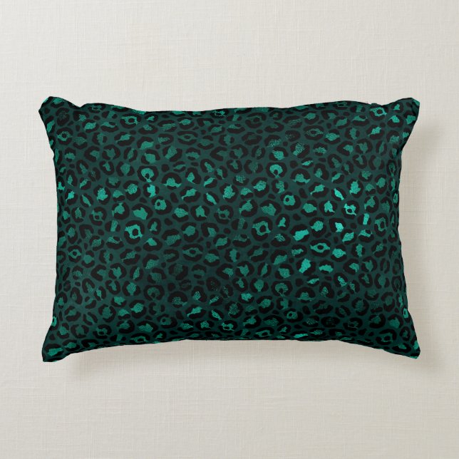 Teal en Goud Luipaard Serie Design 4  Accent Kussen (Voorkant)