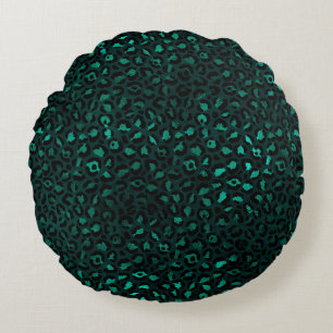 Teal en Goud Luipaard Serie Design 4 Rond Kussen