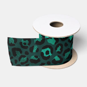 Teal en Goud Luipaard Serie Design 4  Satijnen Lint