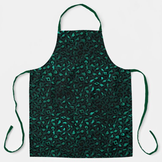 Teal en Goud Luipaard Serie Design 4  Schort (Voorkant)