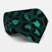 Teal en Goud Luipaard Serie Design 4 Stropdas (Opgerold)