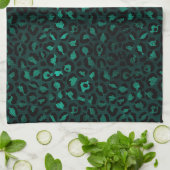 Teal en Goud Luipaard Serie Design 4  Theedoek (Gevouwen)