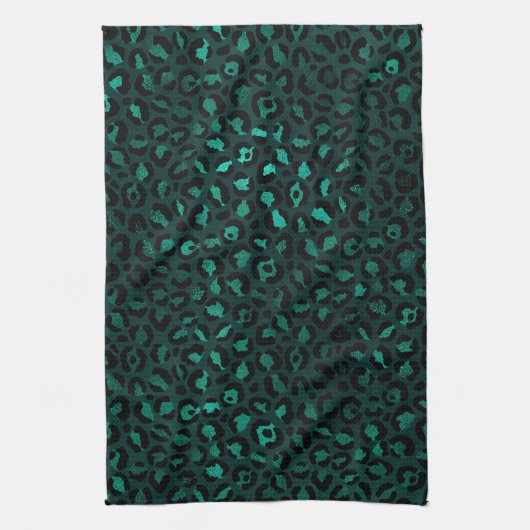 Teal en Goud Luipaard Serie Design 4  Theedoek (Verticaal)
