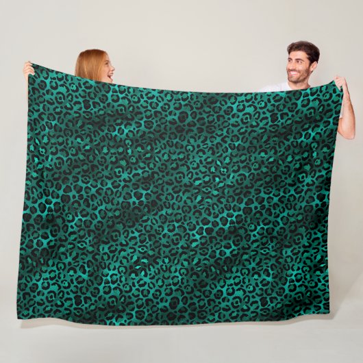 Teal en Goud Luipaard Serie Design 5 Fleece Deken (In situ)