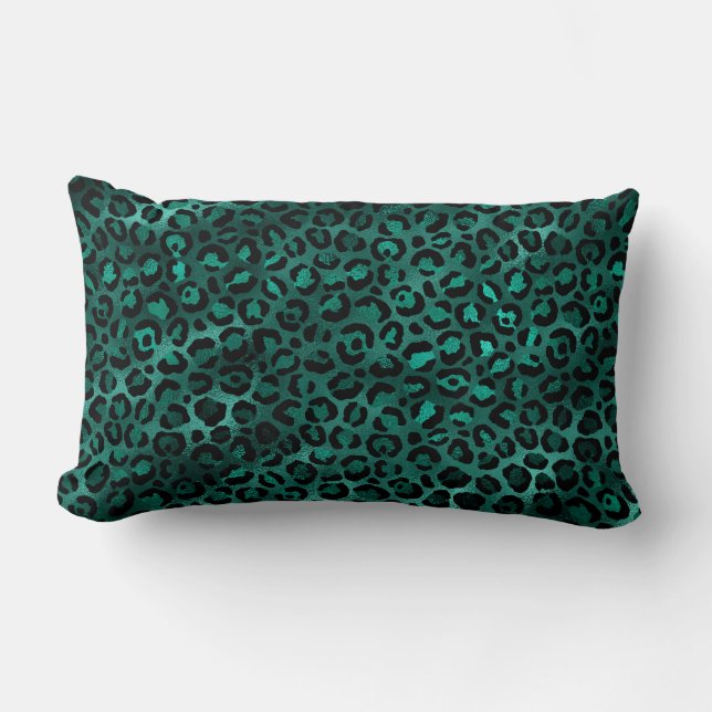 Teal en Goud Luipaard Serie Design 5  Kussen (Voorkant)