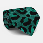 Teal en Goud Luipaard Serie Design 5 Stropdas (Opgerold)