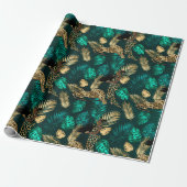 Teal en Goud Luipaard Serie Design 7 Cadeaupapier (Uitgerold)