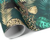 Teal en Goud Luipaard Serie Design 7 Cadeaupapier (Rol Hoek)