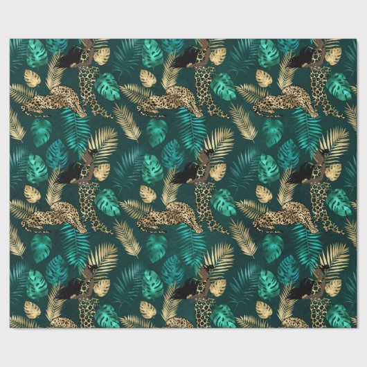 Teal en Goud Luipaard Serie Design 7 Cadeaupapier (Zoom)