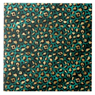 Teal en Goud Luipaard Serie Design Tegeltje