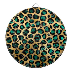 Teal en Goud Luipaard Serie Ontwerp 14 Dartbord