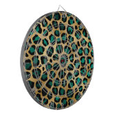 Teal en Goud Luipaard Serie Ontwerp 14   Dartbord (Voorkant Links)
