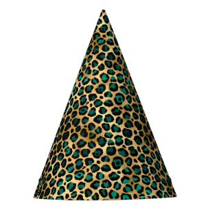 Teal en Goud Luipaard Serie Ontwerp 14 Feesthoedjes