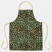 Teal en Goud Luipaard Serie Ontwerp 14 Schort (Voorkant)