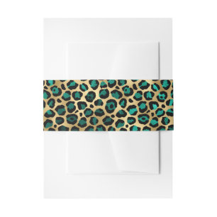Teal en Goud Luipaard Serie Ontwerp 14 Uitnodigingen Wikkel