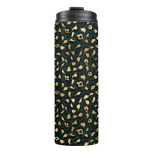 Teal en Goud Luipaard Serie Ontwerp 1 Thermosbeker