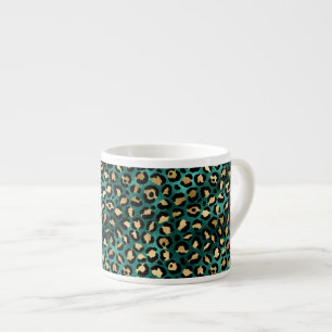 Teal en Goud Luipaard Serie Ontwerp 3 Espresso Kop