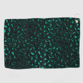 Teal en Goud Luipaard Serie Ontwerp 4 Golfhanddoek (Horizontaal)