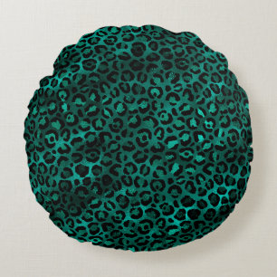 Teal en Goud Luipaard Serie Ontwerp 5 Rond Kussen