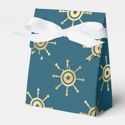 Teal en goud vintage nautisch bedankdoosjes (Voorkant Zijde)