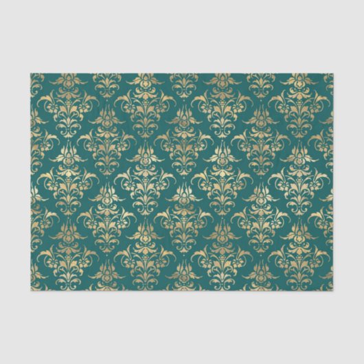 Teal en Goud Vintage Tissuepapier (Voorkant)
