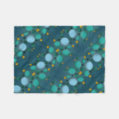 Teal En Gouden Bellen Abstracte Fleece Deken (Voorkant (Horizontaal))